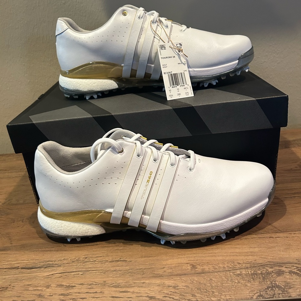 Adidas Tour 360 Men’s Golf Shoes-White and Gold-Size 11.5 NIB⛳️ - Picture 12 of 13